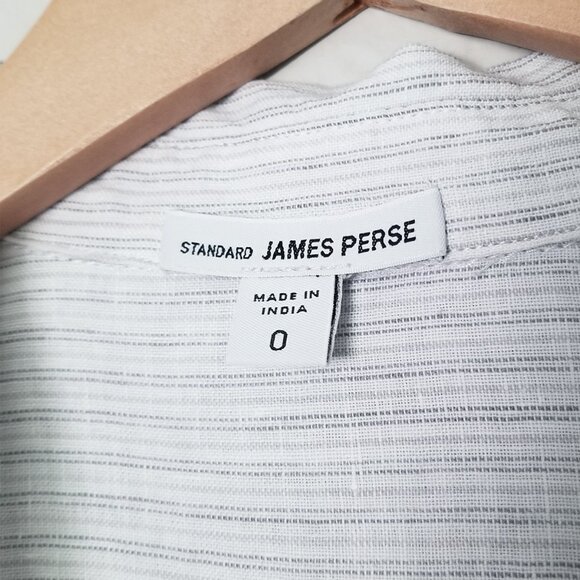 James Perse 100% Linen Striped Short Cap Sleeve Button Up Shirt White 0 XS $185 - Picture 9 of 16